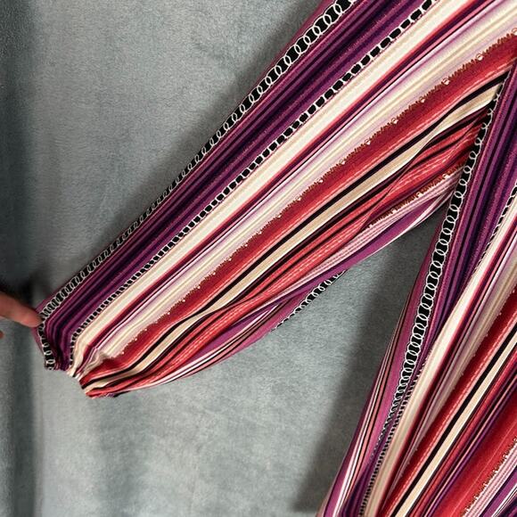 Susan Graver Top Womens 1X Pink Striped Liquid Knit Long Sleeve Stretch Comfort - Picture 4 of 12